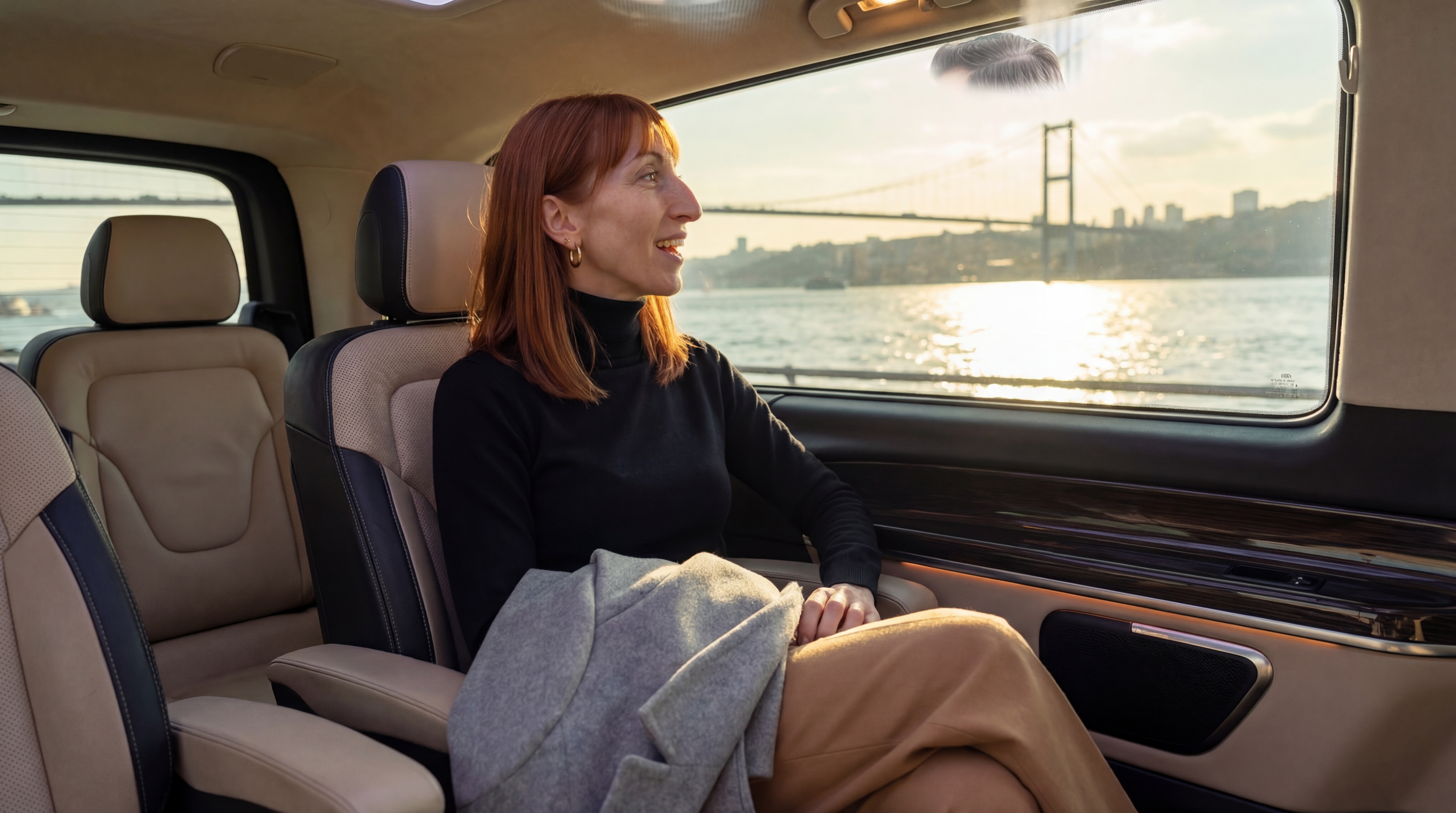 Rhinoplasty patient enjoying VIP transfer with Bosphorus view in Istanbul