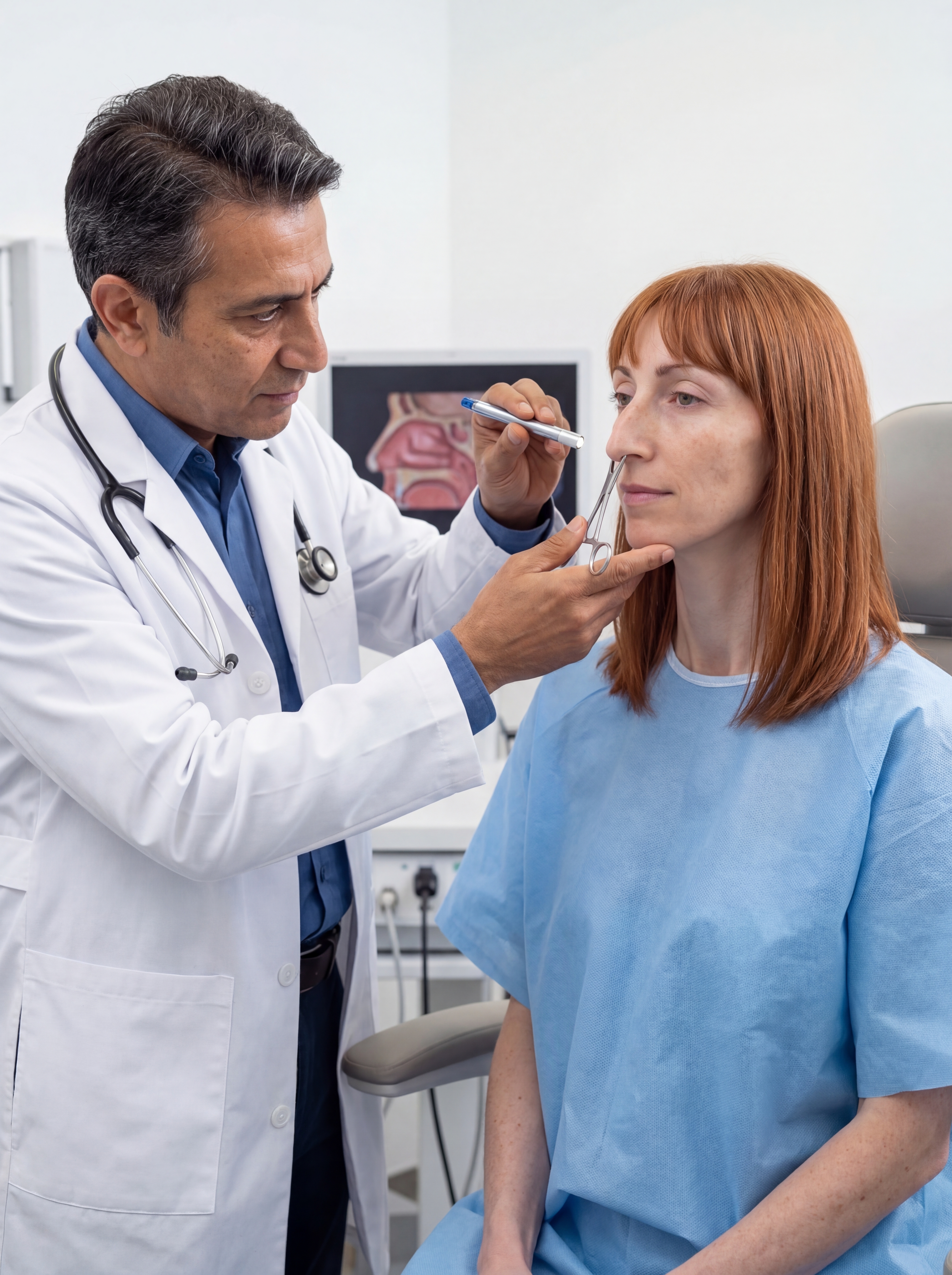 Pre-operative examination for Rhinoplasty at Istanbul clinic