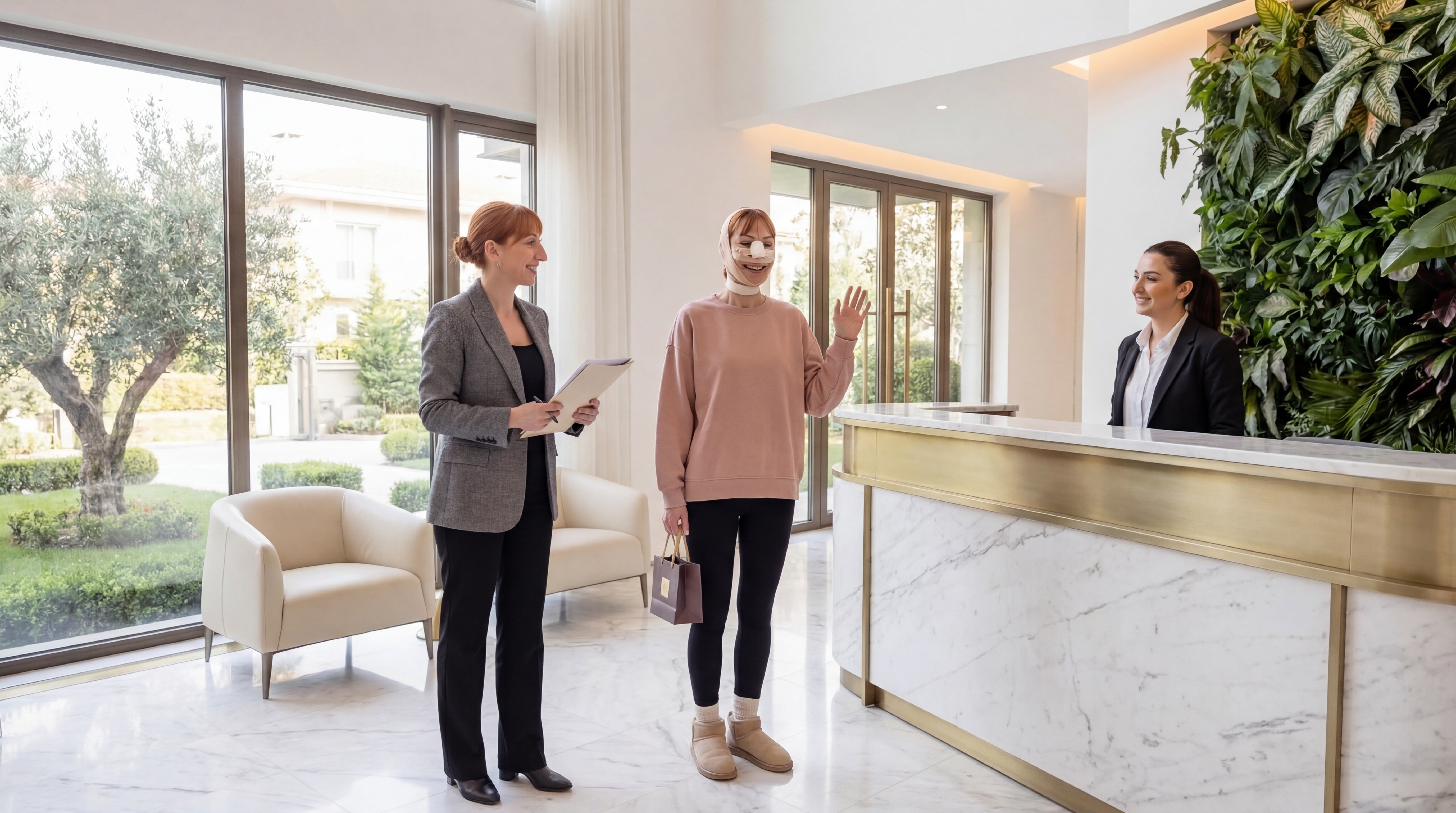 Farewell from clinic staff after Rhinoplasty in Istanbul Turkey