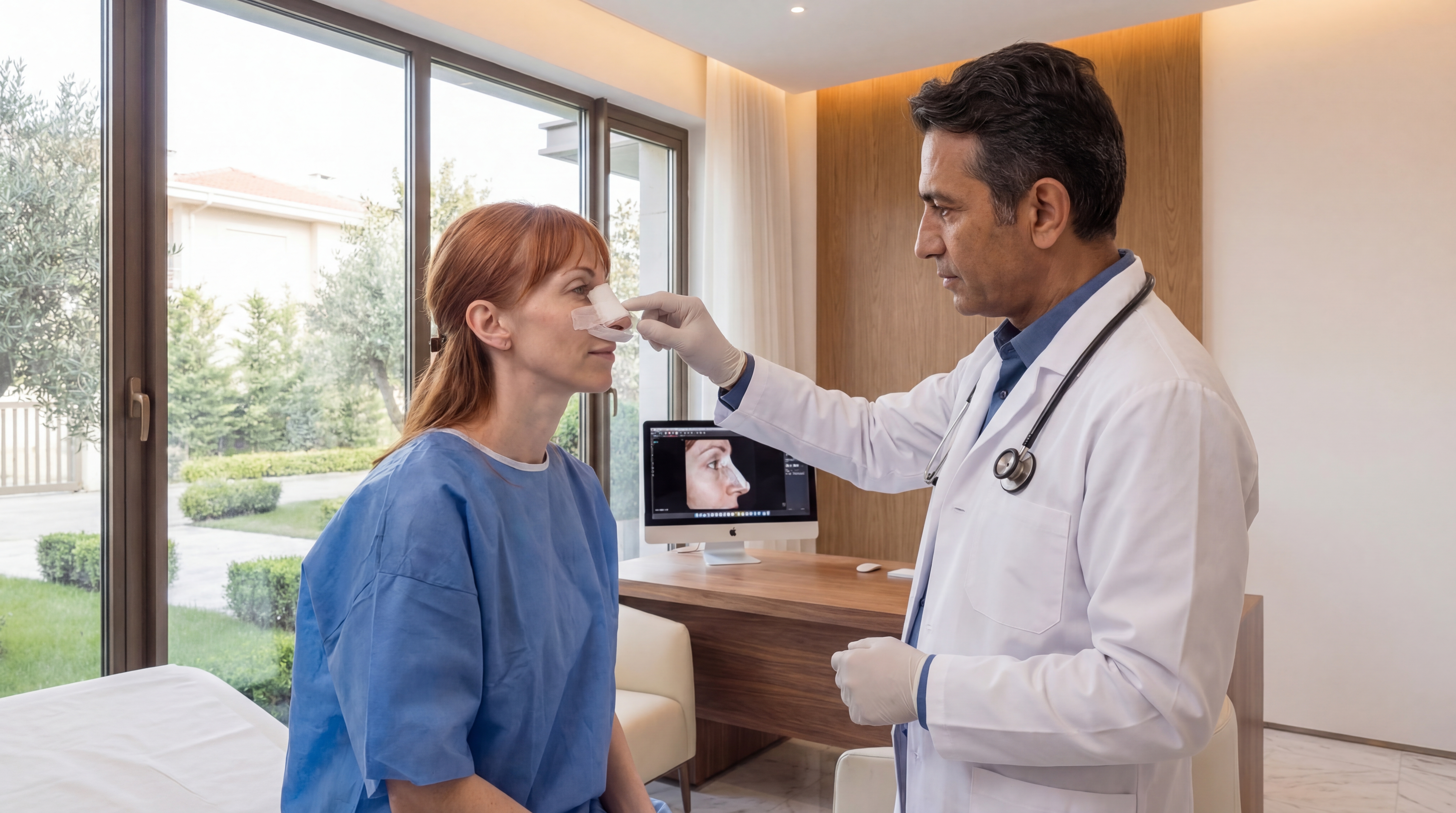 Post-operative checkup after Rhinoplasty with surgeon in Istanbul