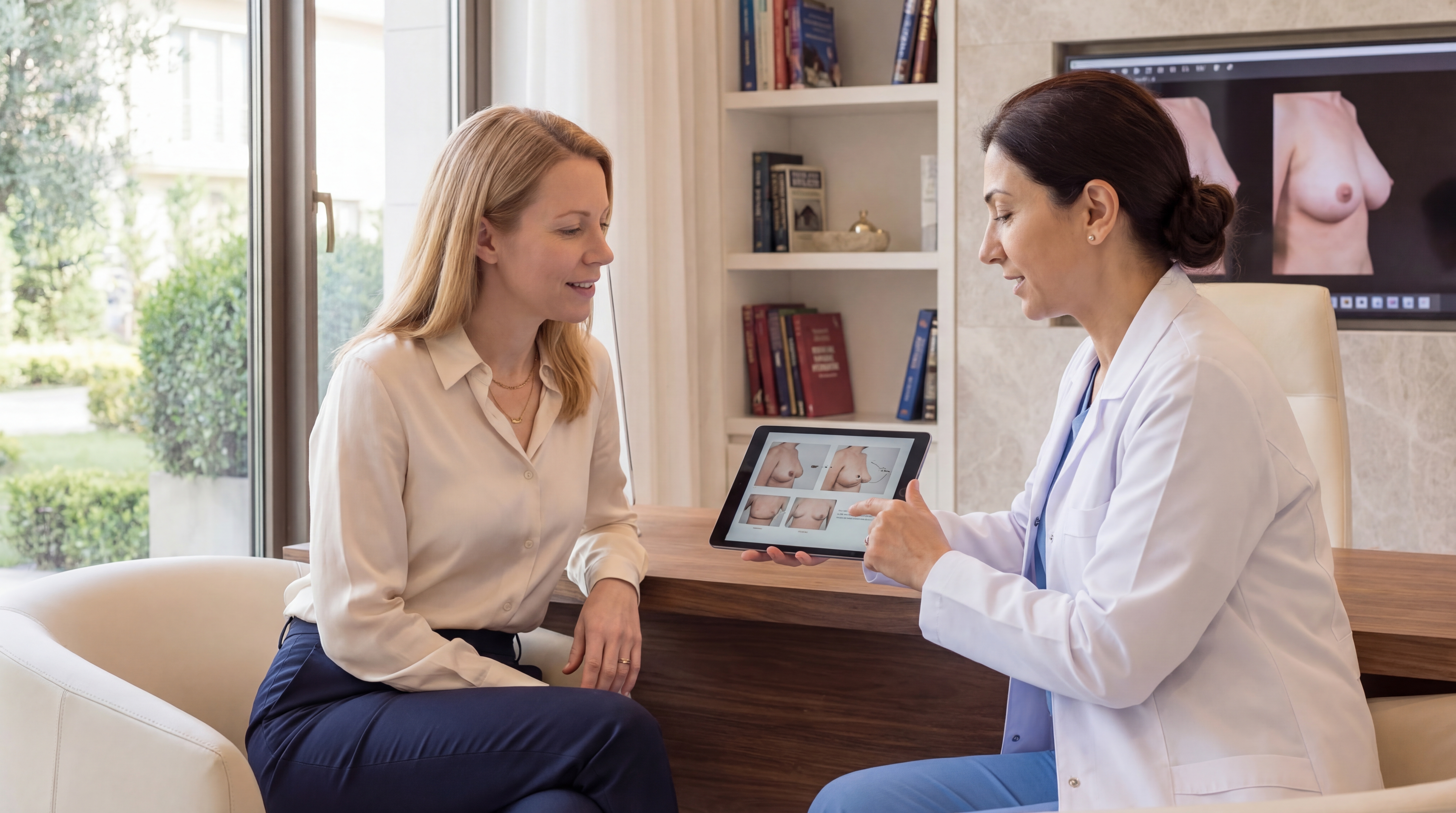 Surgeon discussing Breast Augmentation options and implant sizing in Istanbul clinic